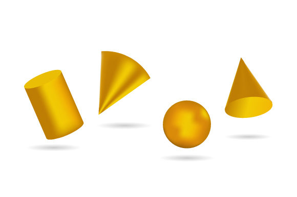 3d Golden Geometric Colllection Shapes