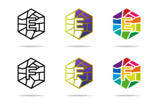 Ef Letter Polygonal Logo Solid Half Line