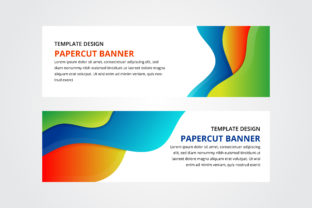 Green Blue Paper Cut Horizontal Banner