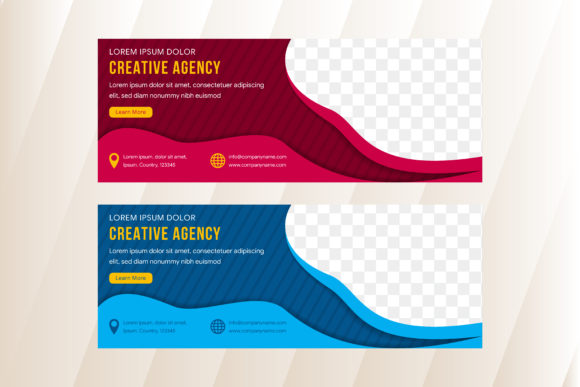 Horizontal Banner Fluid Red Blue