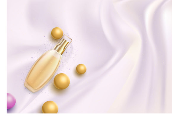 Perfume Mockup with Silk Fabric for Realistic Ads