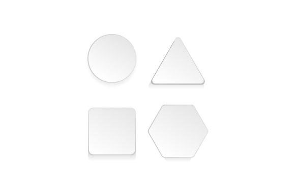 White 3d Blank Square and Rounder Button